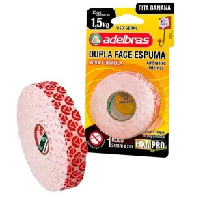 Fita Dupla Face Banana Espuma 12X2m Adelbras