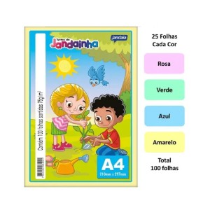 Papel Sulfite A4 Sortido 75g Pct 100 Fl Jandaia