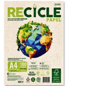 Papel Sulfite A4 Reciclado 75g Pct 500 Fl Eco Millennium Jandaia