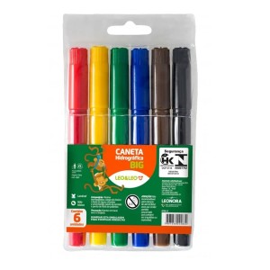 Caneta Hidrocor 06 Cores Jumbo Ref 4583 Leo