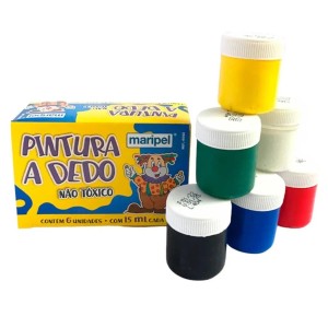 Tinta Pintura Dedo 15 ml Com 6 Cores Maripel