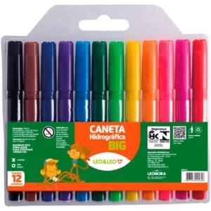 Caneta Hidrocor 12 Cores Jumbo Ref 4585 Leo